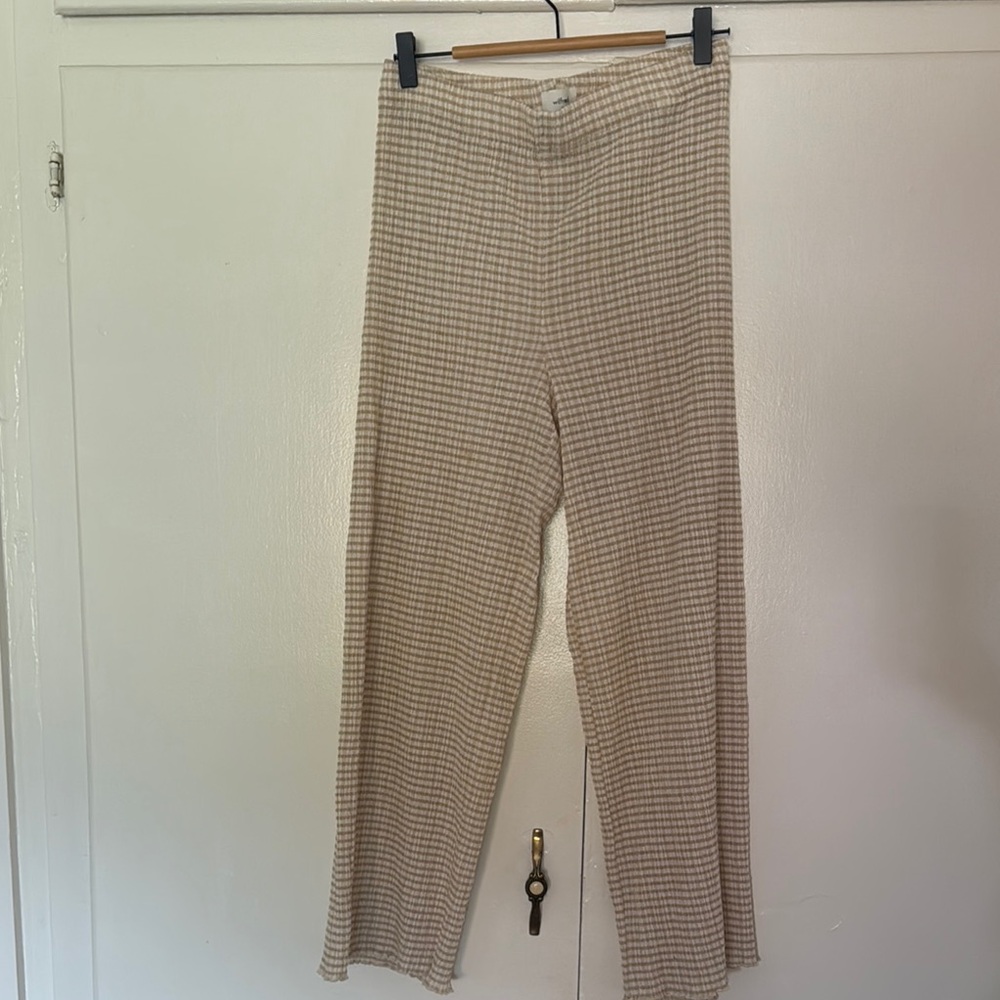 Aritzia Beige Checkered Pants